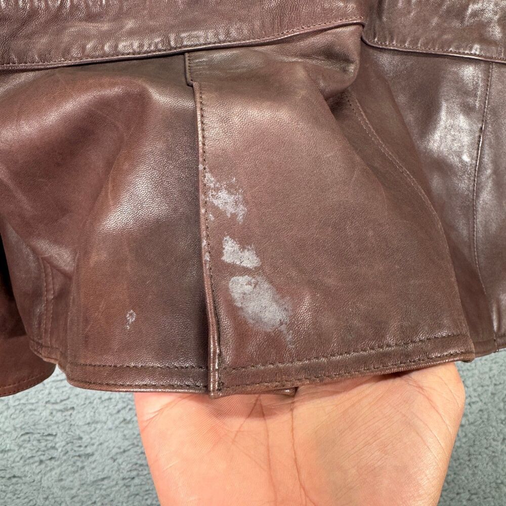 Lauren Ralph Lauren Brown Leather Jacket Women's Size 2X - Picture 10 of 12